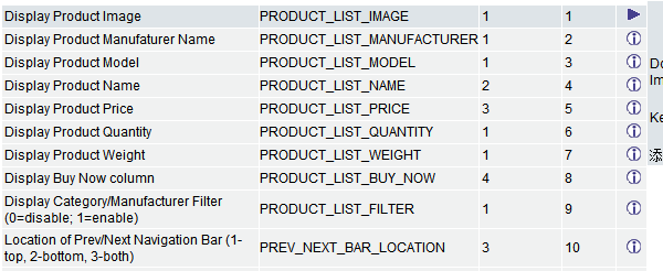 osCommerce Products Listing set